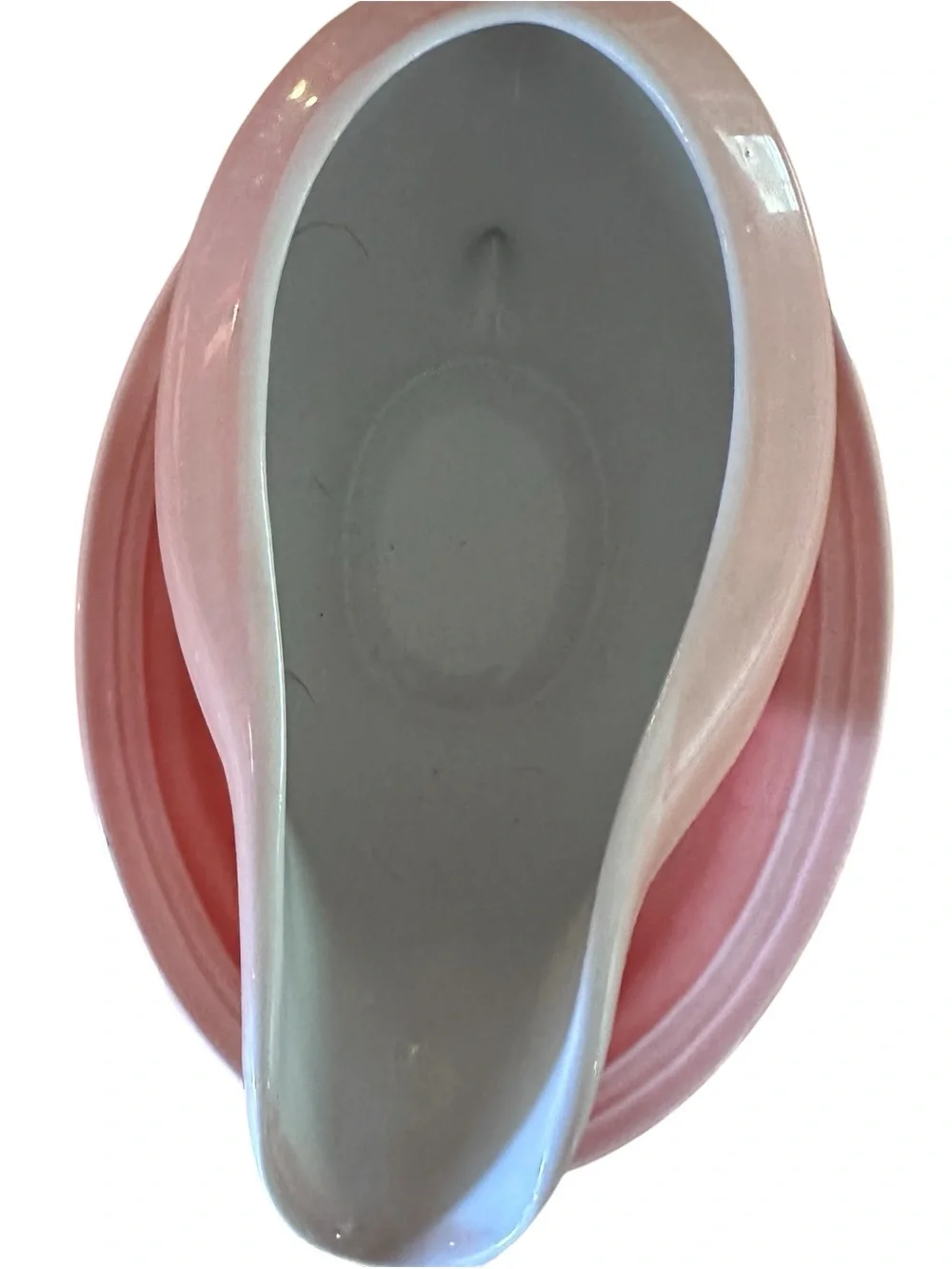 Oneida Pink Ceramic Gravy Boat with underplate 1998 vintage